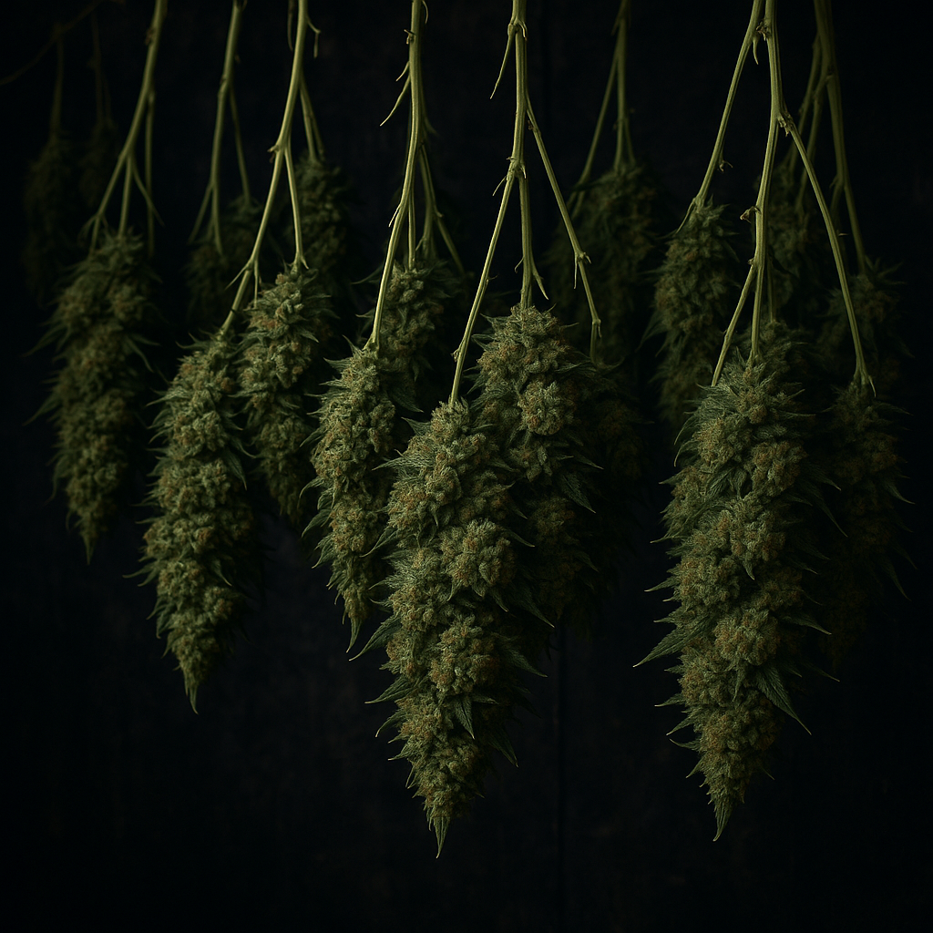 Master Kush Feminized harvested branches drying